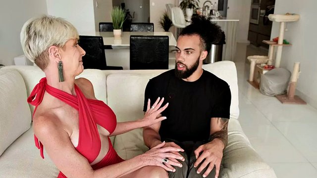 60 year old Foxy with big tits fucks her son's best friend