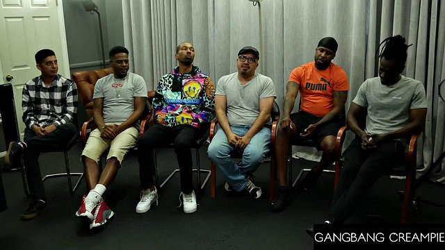 Riley Jean's Big Tits Bounce as Cute Redhead Sucks Big Cocks in Interracial Gangbang Orgy