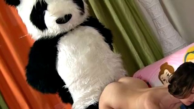 Cute teen made a panda bear wish