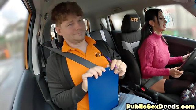 Busty bigtitted MILF pussyfucked in car