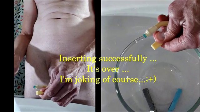 catheter insertion, masturbate and cum