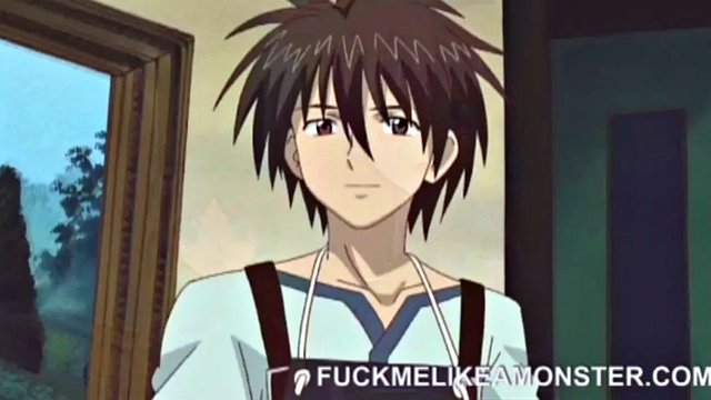 Bağıran anime genç gets ona kedi dövülerek
