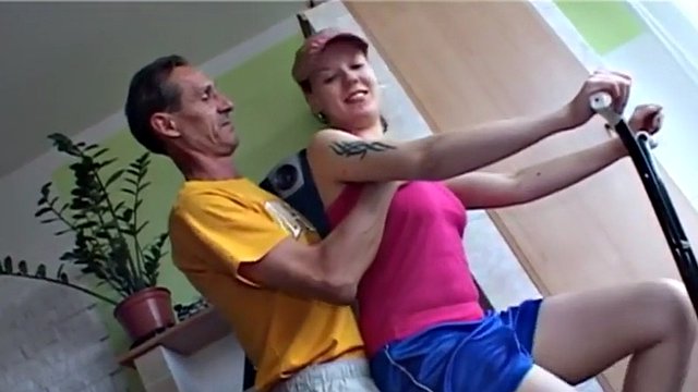 Petite teen stuffed with old man's cock