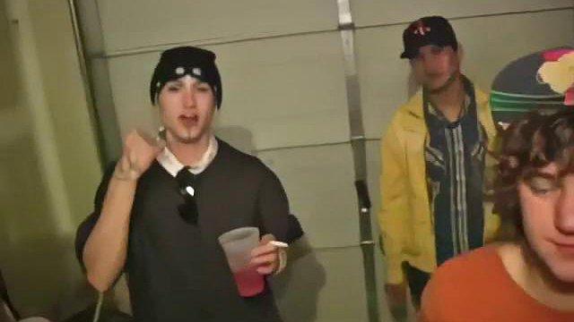 Throat and pussy banged college slut toys her clit