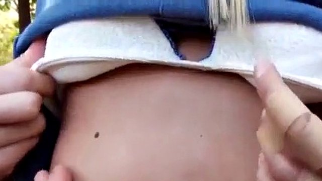 Czech lady shows her boobs and gets fucked in public masturbation for money